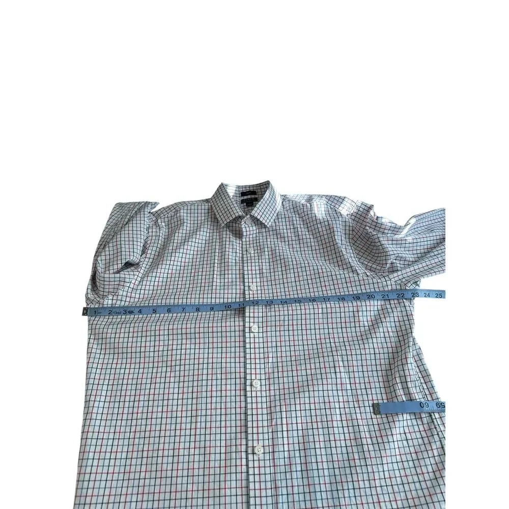 J.Crew Men's White Red Plaid Slim Fit Flex Wrinkle Free Button Down Shirt Size L